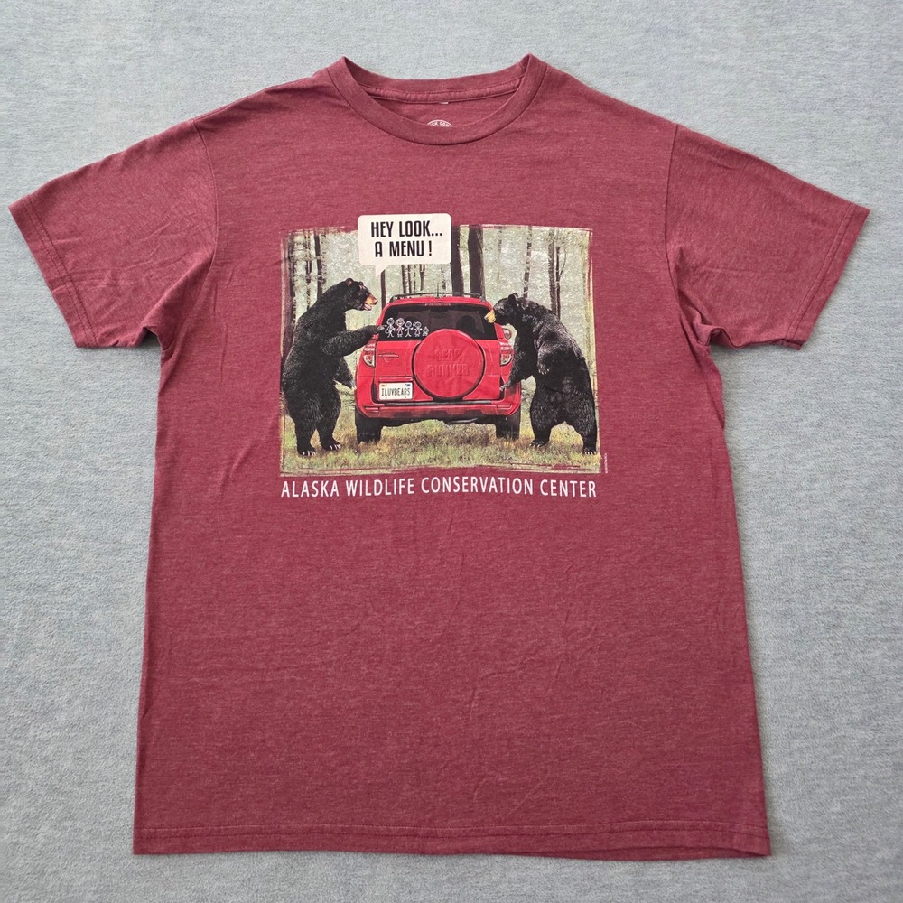 Duck Company Alaska Wildlife Conservation Center Bear Menu T-Shirt Mens Medium
